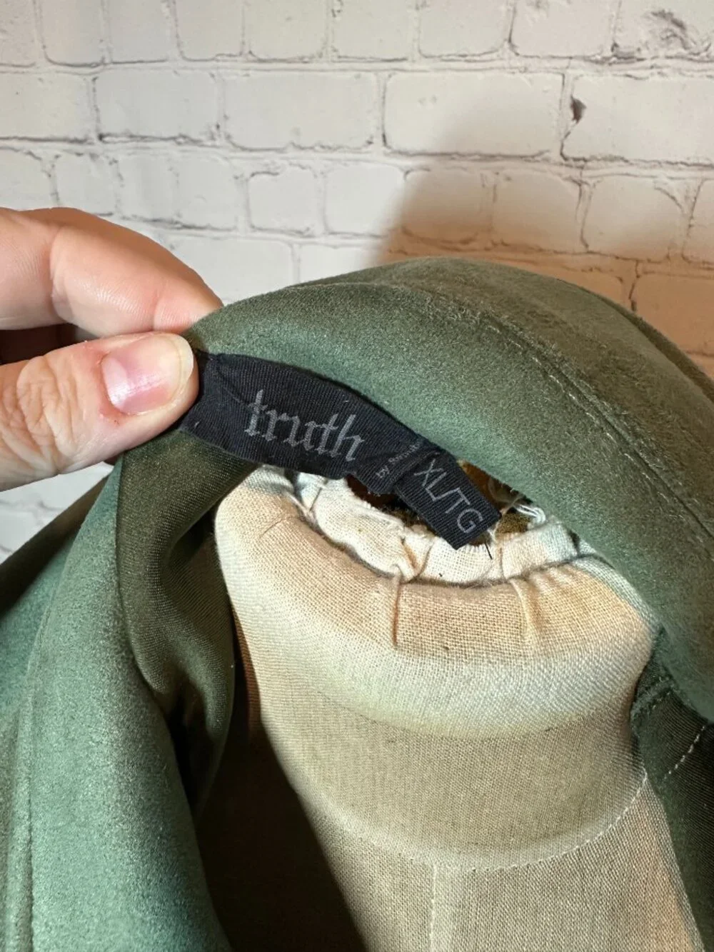 Truth Faux Leather Suede Heavy weight military green Button Up Shacket Size XL